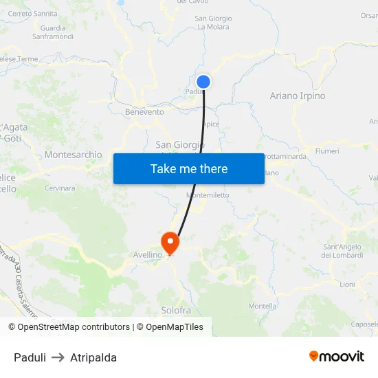 Paduli to Atripalda map