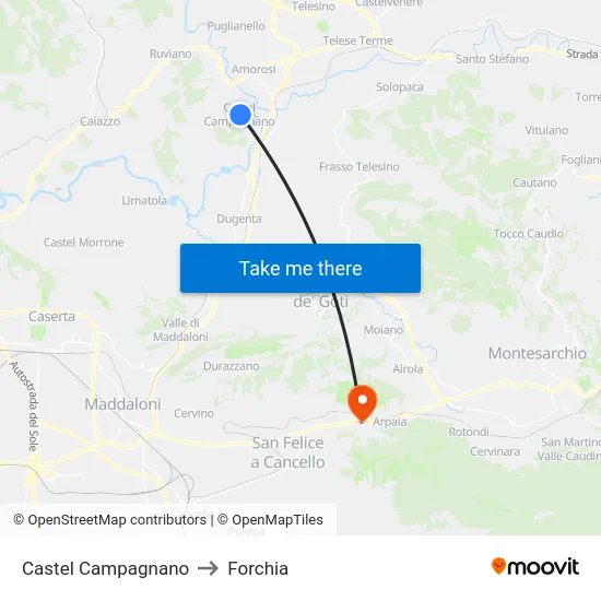 Castel Campagnano to Forchia map