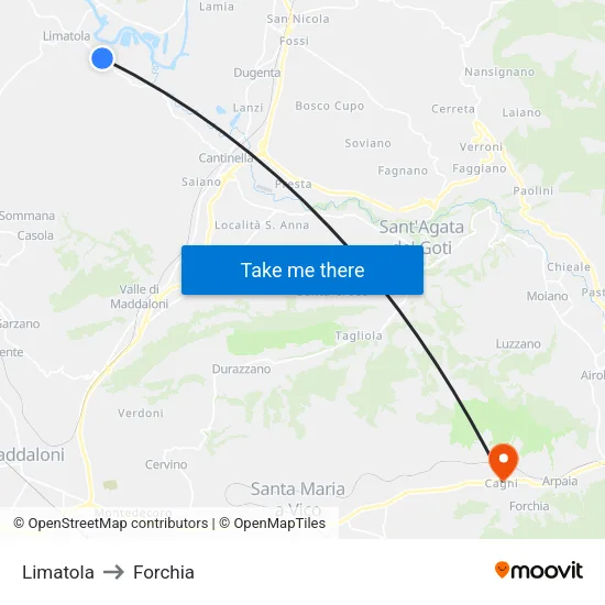 Limatola to Forchia map