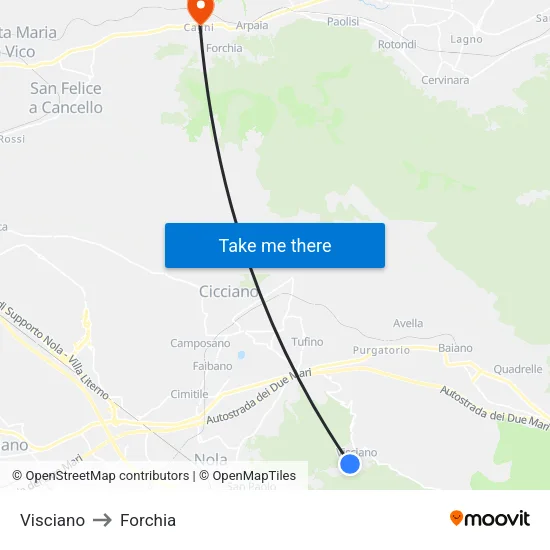 Visciano to Forchia map