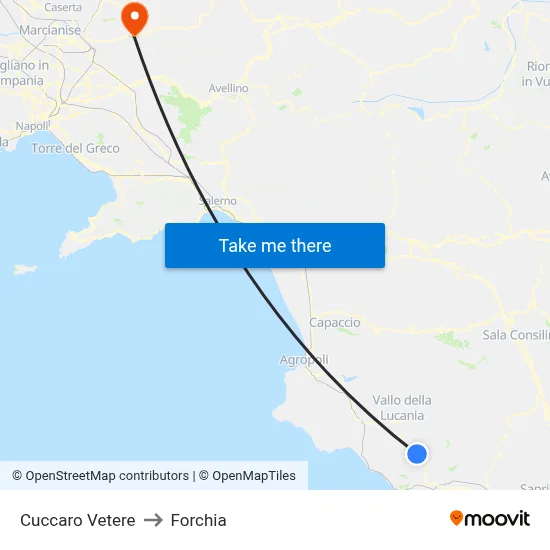 Cuccaro Vetere to Forchia map