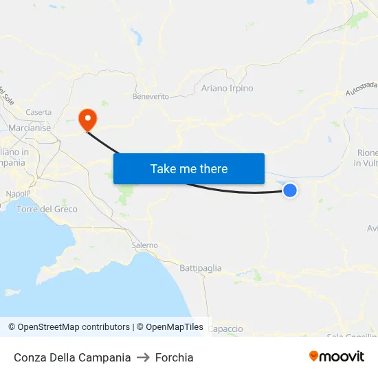 Conza Della Campania to Forchia map