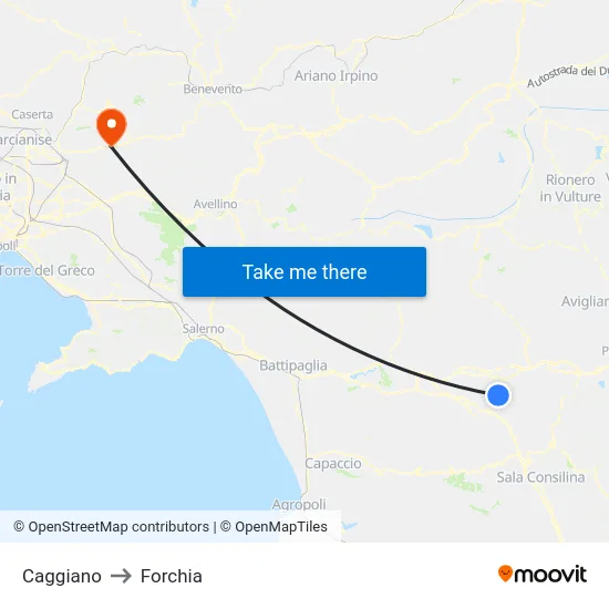 Caggiano to Forchia map