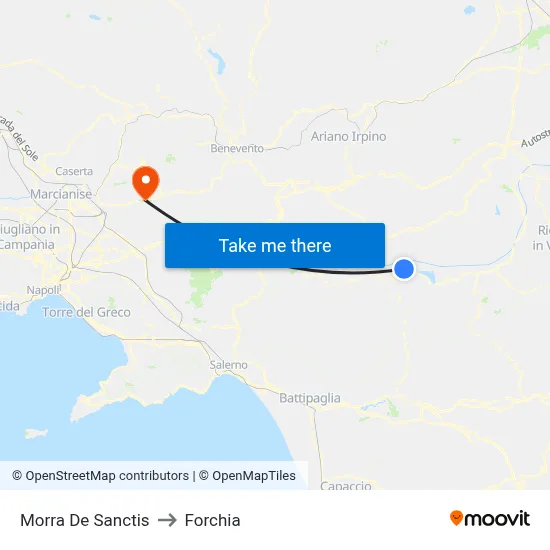 Morra De Sanctis to Forchia map