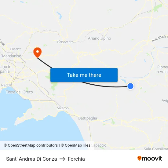 Sant' Andrea Di Conza to Forchia map