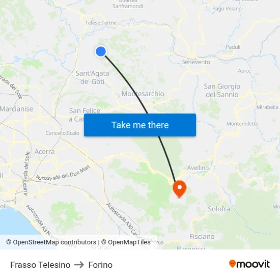 Frasso Telesino to Forino map
