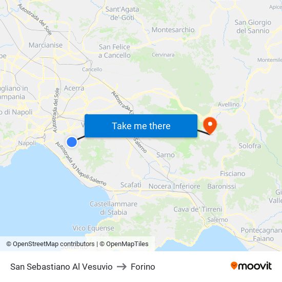 San Sebastiano Al Vesuvio to Forino map