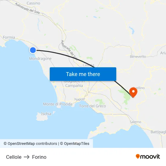 Cellole to Forino map