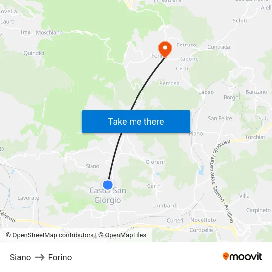 Siano to Forino map
