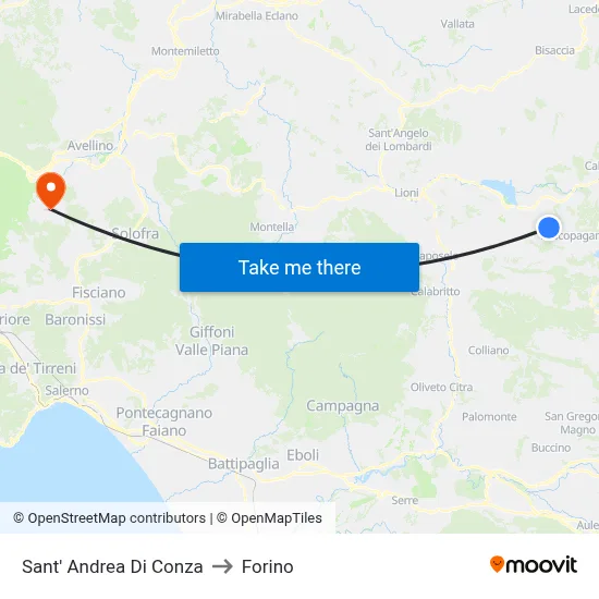 Sant'Andrea di Conza to Forino map