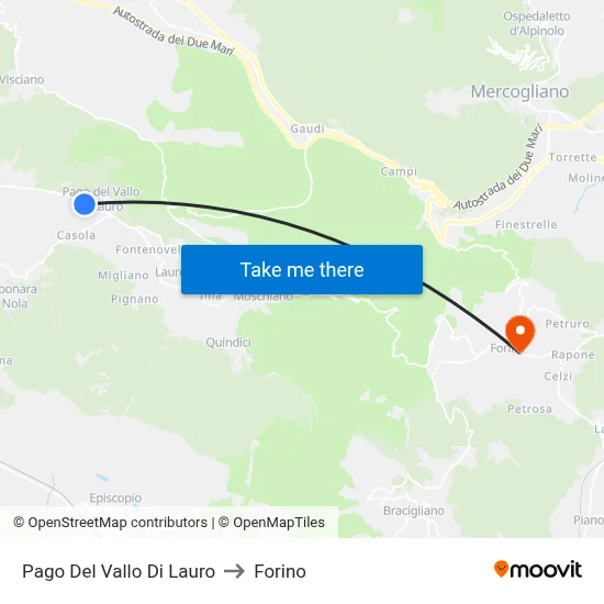Pago Del Vallo Di Lauro to Forino map