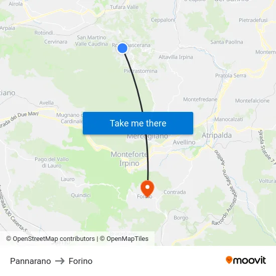 Pannarano to Forino map
