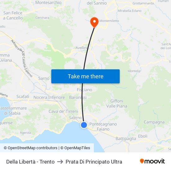 Della Libertà - Trento to Prata Di Principato Ultra map