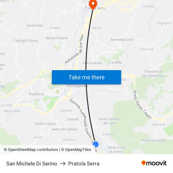 San Michele Di Serino to Pratola Serra map