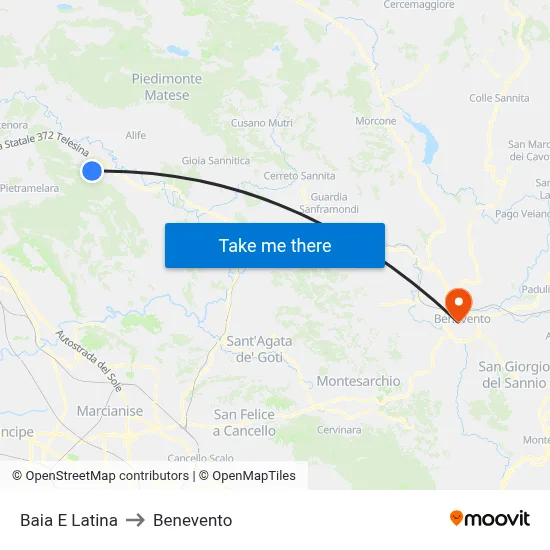 Bay and Latin to Benevento map