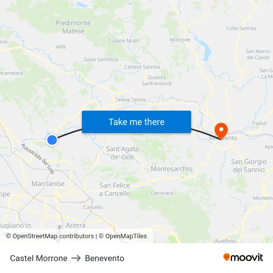Castel Morrone to Benevento map