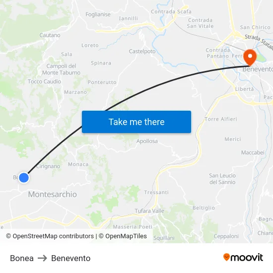 Bonea to Benevento map