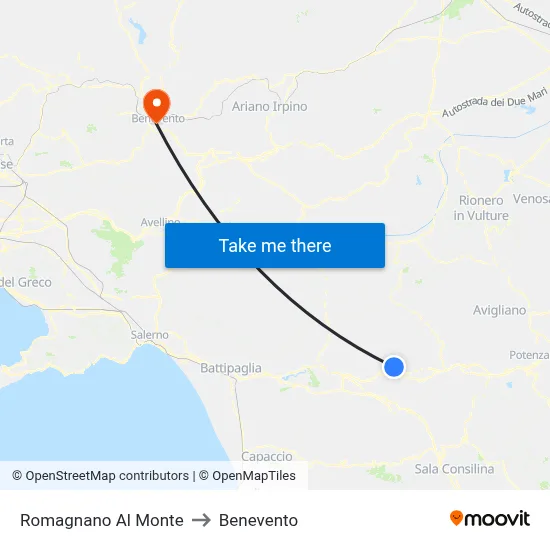 Romagnano Al Monte to Benevento map