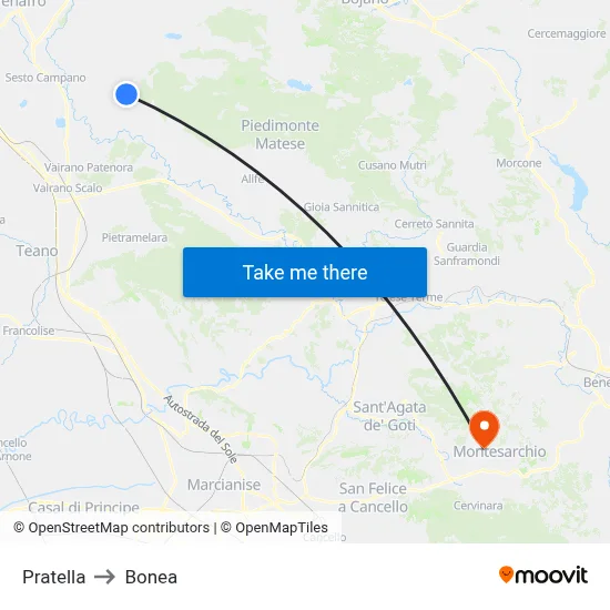 Pratella to Bonea map