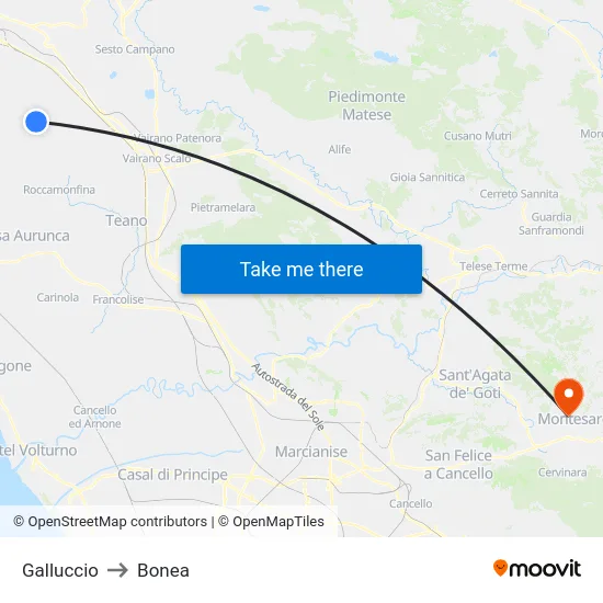 Galluccio to Bonea map
