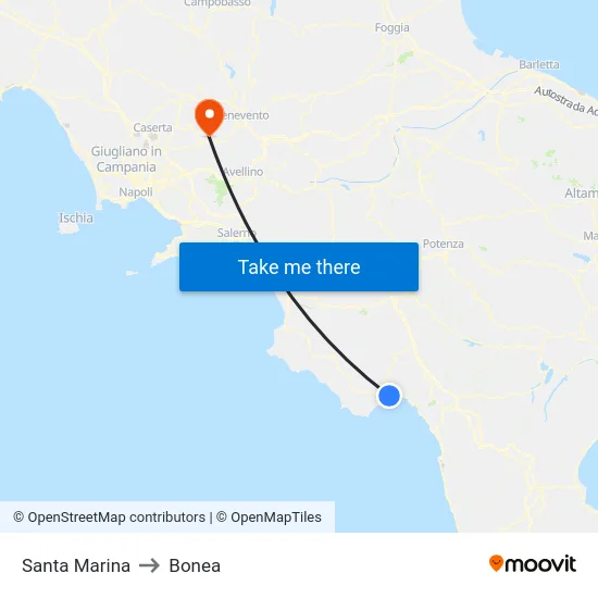 Santa Marina to Bonea map