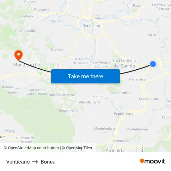 Venticano to Bonea map