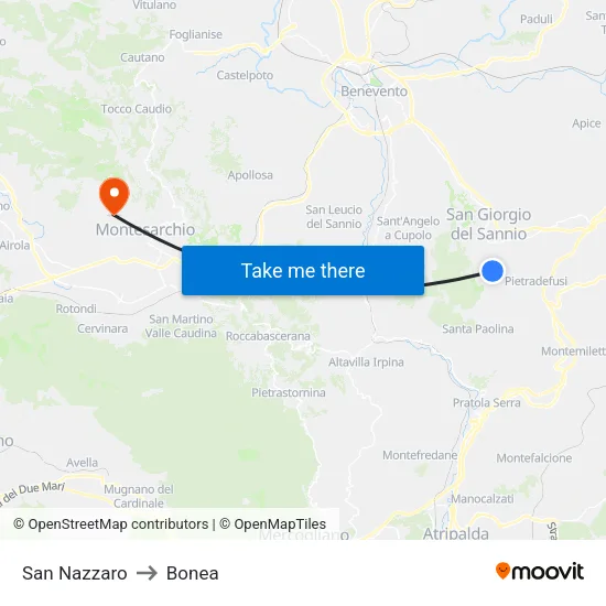 San Nazzaro to Bonea map