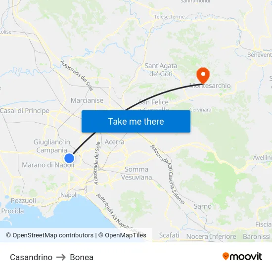 Casandrino to Bonea map