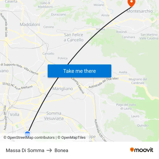 Massa Di Somma to Bonea map