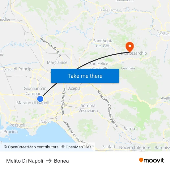 Melito Di Napoli to Bonea map