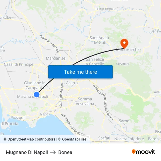 Mugnano Di Napoli to Bonea map