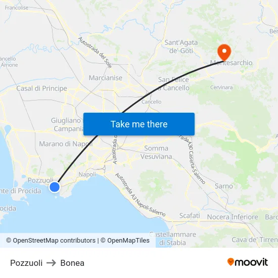 Pozzuoli to Bonea map