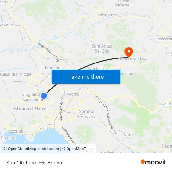 Sant' Antimo to Bonea map