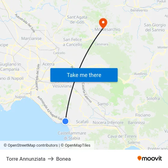 Torre Annunziata to Bonea map