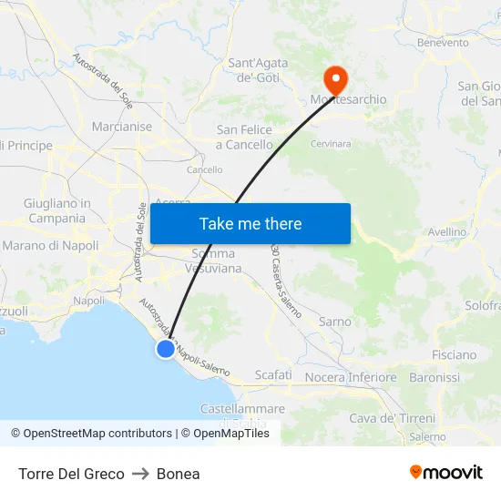 Torre Del Greco to Bonea map