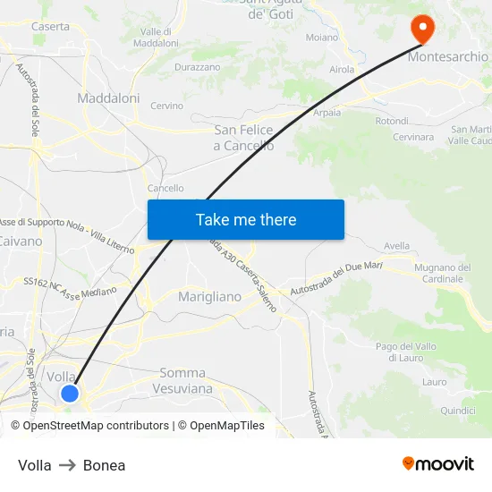 Volla to Bonea map