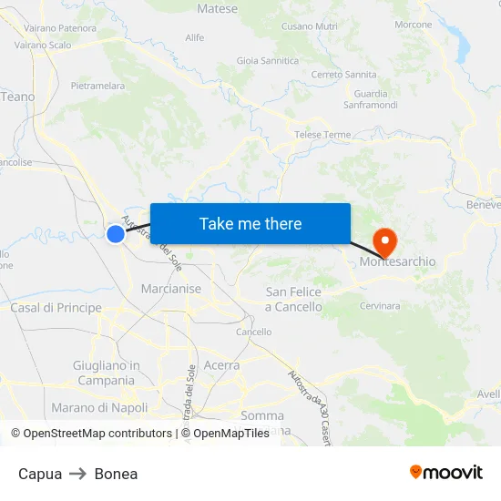 Capua to Bonea map