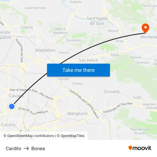 Cardito to Bonea map