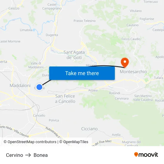 Cervino to Bonea map