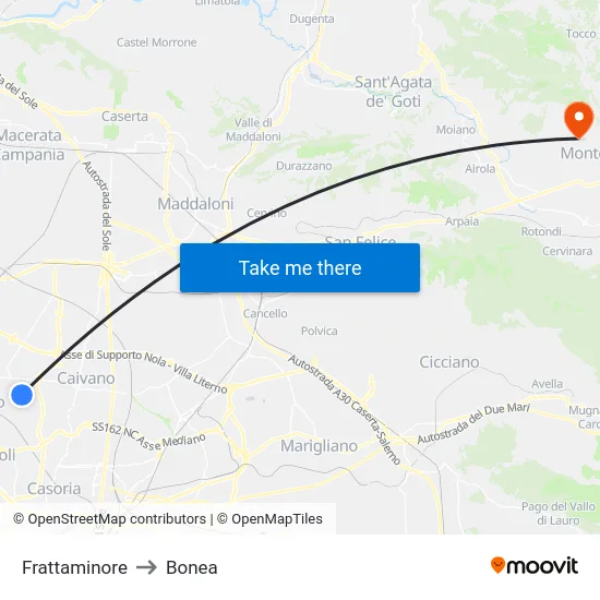 Frattaminore to Bonea map