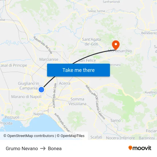 Grumo Nevano to Bonea map