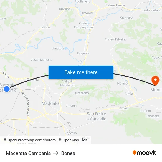 Macerata Campania to Bonea map