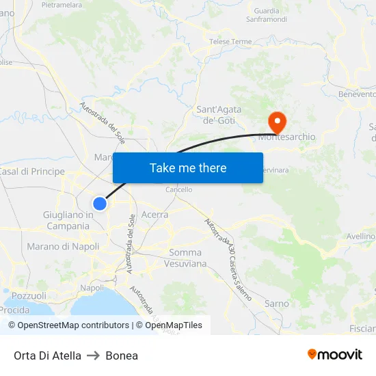 Orta Di Atella to Bonea map