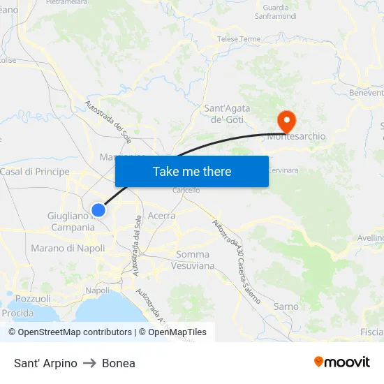 Sant' Arpino to Bonea map