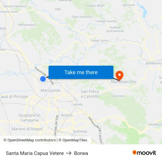 Santa Maria Capua Vetere to Bonea map