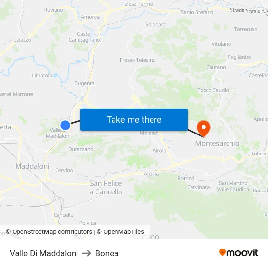 Valle Di Maddaloni to Bonea map