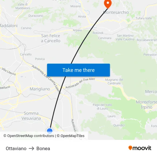 Ottaviano to Bonea map