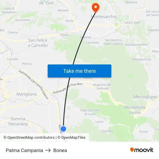 Palma Campania to Bonea map