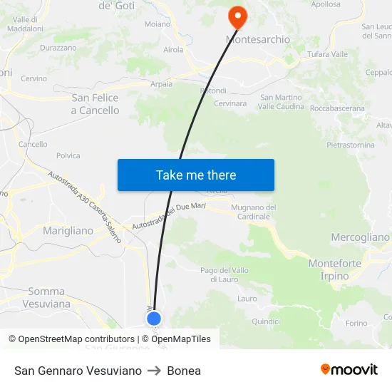 San Gennaro Vesuviano to Bonea map