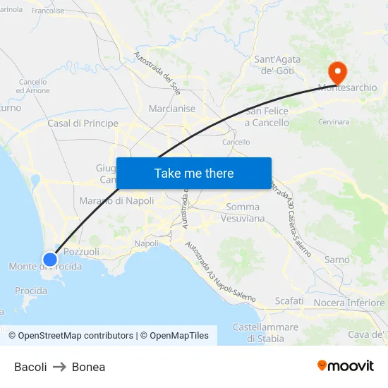Bacoli to Bonea map